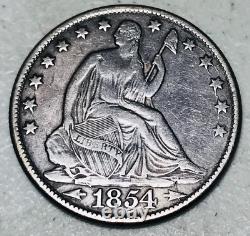 1854 O Demi-dollar assis Liberté 50C Flèches Choix 90% Argent Pièce de monnaie américaine CC21743