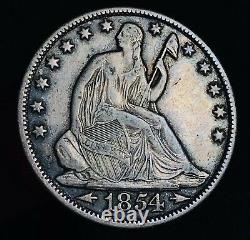 1854 O Seated Liberty Half Dollar 50c Flèches Choix Bonne Pièce D'argent Américaine Cc10361