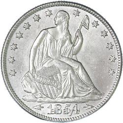 1854 O Seated Liberty Half Dollar 90% Argent Flèches Au+ Slider Sl Voir Pics Q607