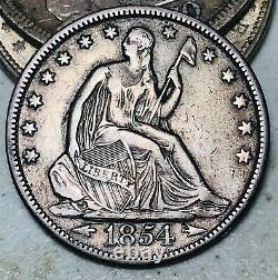 1854 Seated Liberty Half Dollar 50c Flèches Choice Good Us Silver Coin Cc11879