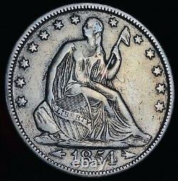 1854 Seated Liberty Half Dollar 50c Flèches Choice Good Us Silver Coin Cc11879