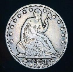 1854 Seated Liberty Half Dollar 50c Flèches Non Classé Bonne Pièce D'argent Américaine Cc10149