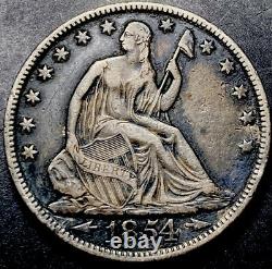 1854 Siège Liberty Argent Demi-dollar 50c Flèches Haute Grade Détails Type Pièce