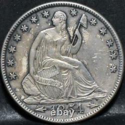 1854-o Au Siège Liberté Demi-dollar Id#ee57