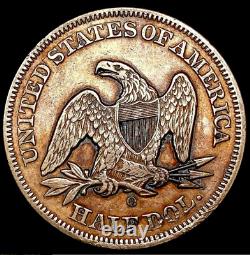 1855-O Demi-dollar assis de liberté Type 4, Pas de devise, Flèches à la date Douces Tons