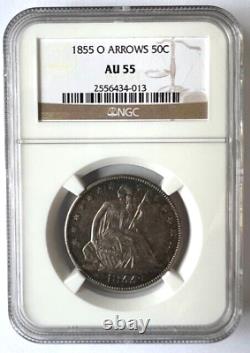 1855-O Demi-dollar d'argent Liberty assis avec flèches NGC AU 55 50C $688.88