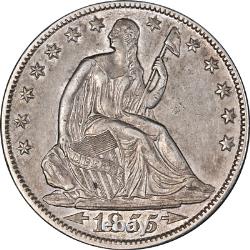 1855-o Sièges Demi-dollar'arrows' Choice Ua/bu Great Eye Appeal Strong Strike