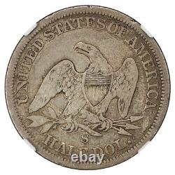 1855-s 50c Ngc Vg-10 (arrows) Scarce Date Liberté Assise Demi-dollar