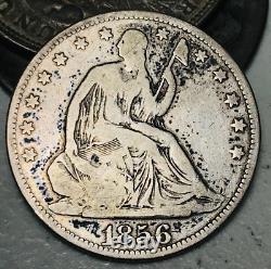 1856 Demi-dollar assis Liberté 50C Non classé Choix 90% Argent Pièce de monnaie américaine CC21332