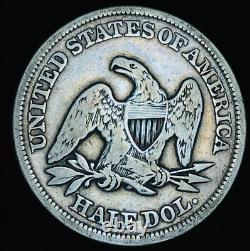 1856 Demi-dollar assis Liberty 50C non classé Choix 90% Argent Pièce de monnaie US CC19851