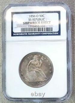 1856 O Silver S S Republic Seated Liberty 50¢ Coffret Ngc Demi-dollar