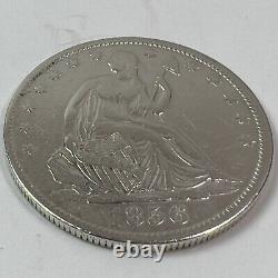 1856 (au+) Liberté Assise Demi-dollar 50c 90% Silver