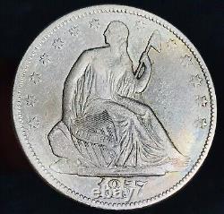 1857 Demi-dollar assis de la liberté 50C Non classé Choix 90% Argent Pièce CC19399