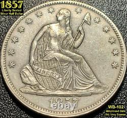 1857 Liberté Assise Demi Silver Dollar Mpd (wb-102) R4 (très Rare)