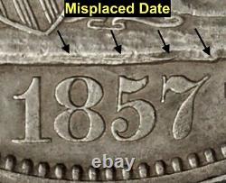1857 Liberté Assise Demi Silver Dollar Mpd (wb-102) R4 (très Rare)