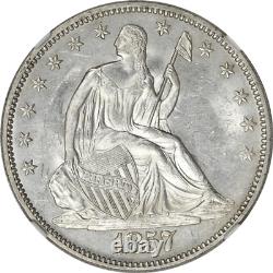 1857 Liberté Assise Demi-dollar 50c Ngc Ms 63