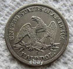 1857-S Demi-dollar en argent assis Seated Liberty Rare Clé Date XF / AU Détail Rayé
