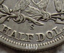 1857-S Demi-dollar en argent assis Seated Liberty Rare Clé Date XF / AU Détail Rayé