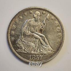 1857 Seated Liberty Demi-dollar 50c Avec Les Détails De L'ua