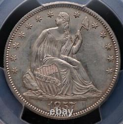 1857 Seated Liberty Half Dollar Pcgs Ms 63 Lustrous Silvery White Touch Of Amber