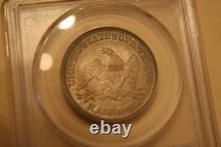1858 50c Liberty Seated Demi-dollar Pcgs Graded Ms-63 Nice Color Toning