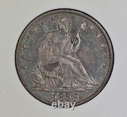 1858 50c Liberty Seated Half Dollar Anacs Xf45 Old Small Holder