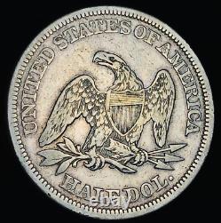 1858 Demi-dollar assis de liberté 50C non classé Choix 90% Argent Pièce de monnaie américaine CC20278