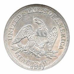 1858 Liberté Assis Demi-dollar, Ngc Ms 61