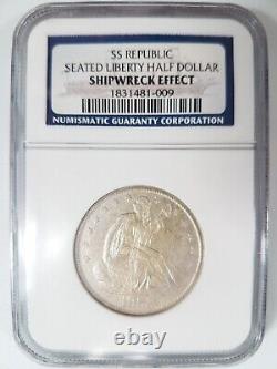 1858-O Demi-dollar à l'effigie de la Liberté assise du SS Republic, trésor sauvé de l'épave certifié NGC