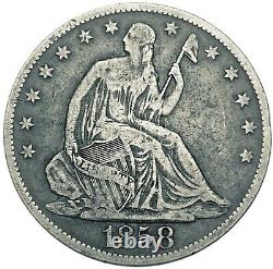 1858 O Seated Liberty Argent Demi-dollar Pièce Us Pièce 90% Argent #478
