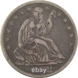 1858 O Seated Liberty Half Dollar F Fine 90% Argent 50c Pièce Skui4764