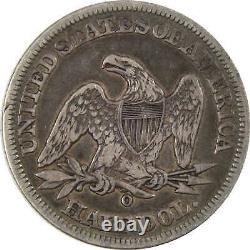 1858 O Seated Liberty Half Dollar F Fine 90% Argent 50c Pièce Skui4764