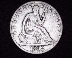 1858 P Seated Liberty Half Dollar Nice Détails V-1 Reprise # H037