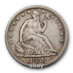 1858 S 50c Seated Liberty Demi-dollar Très Fin À Extra Fine Original #10083