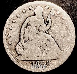 1858 Seated Liberty Argent Demi-dollar 50c Ddo Monnaie Erreur Wb-102 Vp-001 Lds