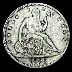 1858 Seated Liberty Demi-dollar Argent. Pièce De Type Nice - #y087