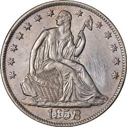 1858-o Demi-dollar Assis Grandes Affaires De La Société De Pièces De L'executive