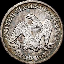 1858-o Demi-dollar en argent assis Liberty XF+ avec tonification de couleur! Livraison gratuite