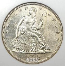 1858-o Liberté Assise Demi-dollar 50c. Ngc Ss Navigateur Au / Unc Détail