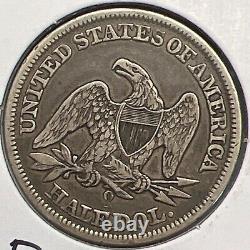 1858-o Seated Liberty Argent Demi-dollar Grades Choix Vf+ Pièce Réelle #10426