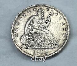 1858-o Siège Liberty Argent Demi-dollar