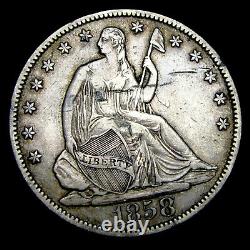 1858-o Siège Liberty Demi-dollar Argent - Nice Condition Type Pièce - #q495
