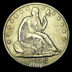 1858-o Siège Liberty Demi-dollar Argent - Nice Détails Type De Pièce - #x319