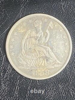 1858-o Sièges Liberty Argent Demi-dollar De Haute Qualité Pièce Des États-unis