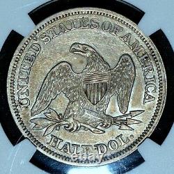 1858-p Liberté Assise Demi-dollar Ngc Au-58 50c Argent Presque Inc Confiance