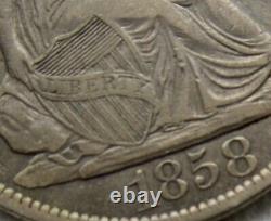 1858-s Seated Liberty Half Dollar Rare Date Xf Detail Bold Liberty Obverse Dig