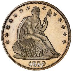 1859 Demi-dollar assis de liberté PCGS UNC- Détails