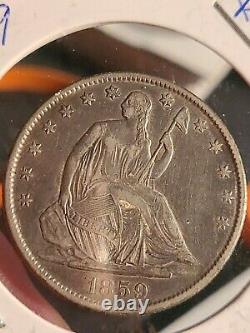 1859 O Seeed Liberty Half Dollar Xx+ Surfaces De Tonalité D'origine