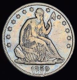 1859 S Seated Liberty Half Dollar 50c Ungraded Choice 90% Argent Us Pièce Cc15615