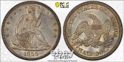 1859 Seated Liberty Half Dollar Ms63 Gold Shield Pcgs